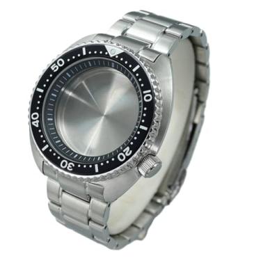 Imagem de FEIYASHI Caixa de relógio masculina clássica de aço de mergulho 316L de 45 mm, vidro de safira à prova d'água, 100 m, para peças de relógio de movimento NH35 NH36 NH34, Anel capítulo preto com branco