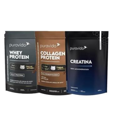 Imagem de Combo Whey Protein 100% Isolado de 450g+Collagen Protein (Colágeno) de 450g- Sabores Lingua de Gato da Kopenhagen +Creatina 100% Monohidratada de 300g-Pura Vida