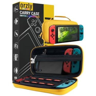 Imagem de Orzly Capa de transporte para Nintendo Switch OLED e Switch Console - Capa de viagem portátil rígida e protetora amarela para Nintendo Switch Console e Acessórios