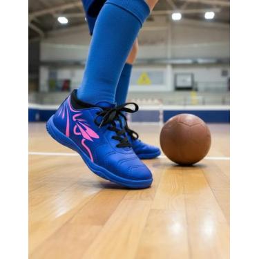 Imagem de Chuteira Futsal Indoor Infantil Dray Botinha Macia Menino, 26, Azul