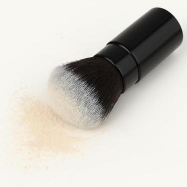 Imagem de Pincel de maquiagem grande portátil – Ferramenta de beleza multifuncional para mulheres, fácil de viajar, macio e durável – 10 cm x 3 cm (preto)