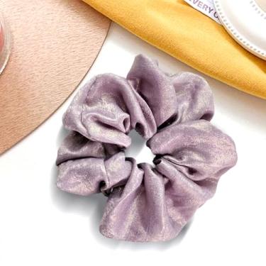 Imagem de Grandes laços de cabelo decorativos, elásticos de cetim para mulheres, macios que seda para cabelos, gravatas e faixas modernas com glitter para penteados grossos (roxo)