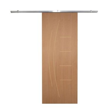 Imagem de Porta De Correr P- Verniz Frisada Kit Alumínio F08 - Smile - 210x90