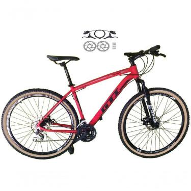 Imagem de Bicicleta Aro 29 Gti Roma Alumínio 21v Freio A Disco Hidráulico Garfo Com Suspensão Pneu Faixa - Vermelho Tam.19