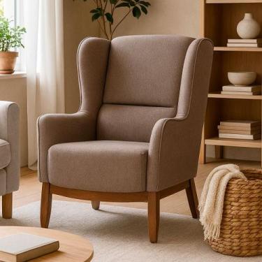 Imagem de Poltrona Dekorien Milena Linho Premium Alto Acabamento Decoração Sala,