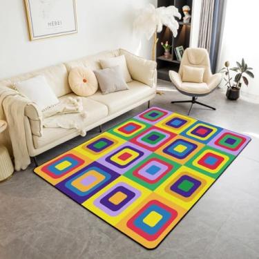 Imagem de Feelyou Tapete geométrico infantil 7,5 x 12,5 cm, arte moderna, sala de estar, para crianças, meninos, meninas, quarto, decoração educacional, tapete com suporte antiderrapante, tapete colorido para