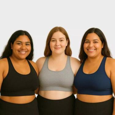 Imagem de Kit 3 Top Plus Size Cropeed Nadador Suplex Poliester G1 G2 G3 G4 G5 - 