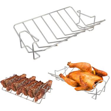 Imagem de WEBROIL Rack de torrador de peru para grelhar e fumar - comporta até 6 prateleiras completas de costelas, suporte para costelas para ovos verdes grandes grandes, ninja, Kamado, Pit Boss para a maioria