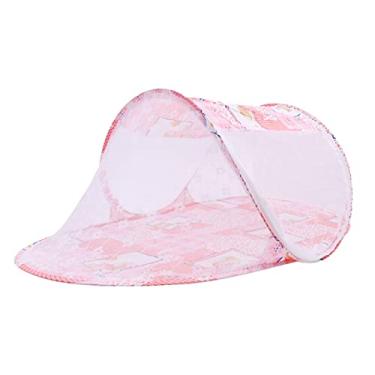 Imagem de Aqur2020 Rede Dobrável para Berço de bebê, Malha Respirável Com Zíper Bidirecional para Proteção contra Mosquitos e Insetos, Barraca de Cama Infantil Portátil, Tamanho 108x60x38cm para (Rosa)