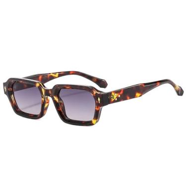 Imagem de Óculos de Sol Femininos com Lentes Degradê UV400 e Rebites, Estilo Masculino, Dupla Cor, para Esportes ao Ar Livre, Corrida e Ciclismo, Estampa de Leopardo Cinza