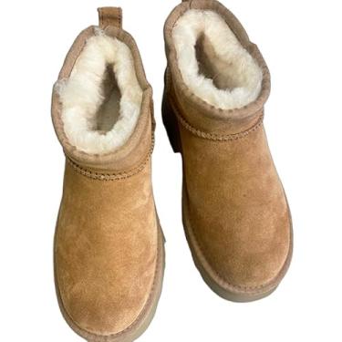 Imagem de Archicolor Nordic Winter Wool Shoes Botas de neve femininas vintage bico redondo quente sola grossa botas femininas sem cadarço, sapatos femininos, Cáqui escuro, 40