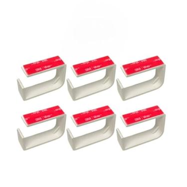 Imagem de Kit 6 Organizador Cabos para Esconder Fios embaixo Mesa Gamer Home Office Decorativo Branco e Preto (Kit 6 Branco)