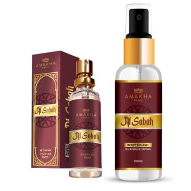 Imagem de Kit Body Splash e Perfume Al Sabah Amakha Paris Árabe Feminino Sabah A