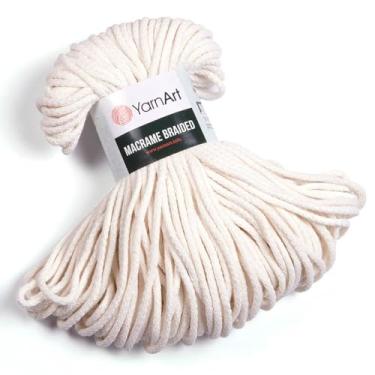 Imagem de YarnArt Cabo macio trançado de macramê de 4 mm, 55% algodão 45% poliéster, 250 g / 67 m – cores pastel e vivas, ideal para tapeçarias, bolsas, tapetes, caminhos de mesa e projetos de macramê DIY (752)