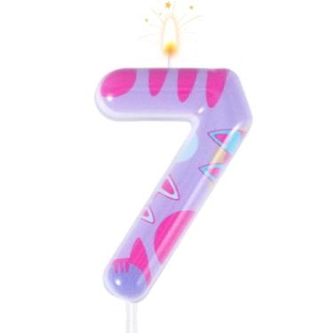 Imagem de Vela com número de aniversário com tema de gato, decorações de aniversário de gato de desenho animado, número de gato, vela, topo de bolo, decorações de festa de aniversário para meninas e meninos