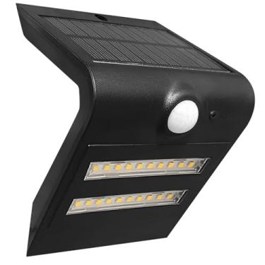 Imagem de Luminária de parede solar de 20 LEDs, à prova d'água, modos ajustáveis, luz externa alimentada por energia solar com sensor de movimento 3000 K para passarela de jardim e pátio