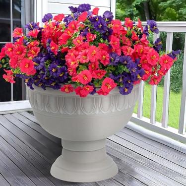 Imagem de Khyxvbcd Flores artificiais para decoração de casa de jardim interno ao ar livre, margarida de flor sintética com folhas de eucalipto, plantas falsas, vegetação, buxo, varanda, pátio, 12 pacotes