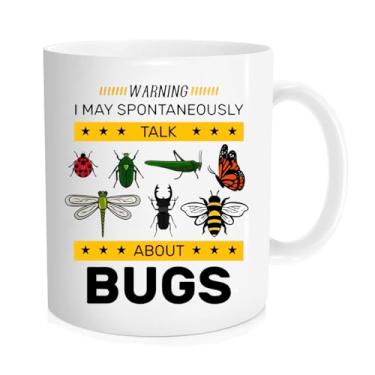 Imagem de SAPUWE , Caneca I May Spontaneously Talk About Bugs, caneca engraçada para apanhar insetos, ideia de presente de entomologia de insetos para futuro entomologista, caneca novidade de 325 ml, branca, 11