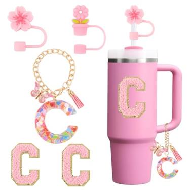 Imagem de Conjunto de acessórios para copo Stanley Cup 850.5 g 1,134.0 g copo com alça, incluindo tampa de palha, pingente de alça, adesivo 5 peças (C)