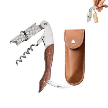 Imagem de PLAYTHROUGH Saca-rolhas inclui estojo de couro de armazenamento, abridor de vinho com cortador de alumínio, abridor de garrafas para bares, restaurantes e casa (escama de peixe)