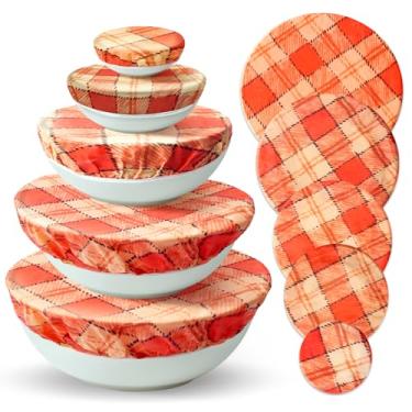 Imagem de Oerdoh Capas de tigela reutilizáveis de cera de abelha (pacote com 5) - Capas de chuveiro ecológicas para alimentos e à prova de pão, perfeitas para fermentação de fermentação e armazenamento de
