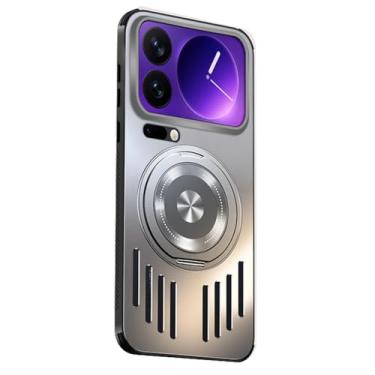 Imagem de FWYANZH Capa magnética para Xiaomi 17 Pro Max/17 Pro/17, suporte de anel dobrável giratório, proteção total da lente, revestimento de radiação de calor de resfriamento, prata, 17