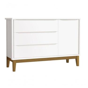 Imagem de Cômoda Sapateira Classic New Branco Fosco Com Madeira - Moveisaqui