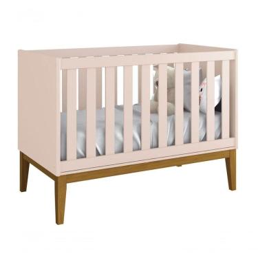 Imagem de Berço Americano Classic New Rosa Fosco Com Madeira - Moveisaqui