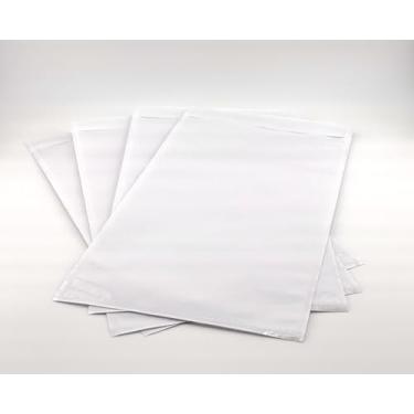 Imagem de Envelopes fechados na lista de embalagem – Abertura lateral curta de 16,5 cm x 25,4 cm – Mangas de poliéster autoadesivas – Opções transparentes e impressas – Vários tamanhos de pacote (sem impressão