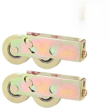 Imagem de Rolos em tandem para porta deslizante, conjunto de 2 peças, rodas de aço de 3,5 cm com rolamentos de esferas, capacidade de 120 kg, substituição silenciosa para porta de pátio deslizante