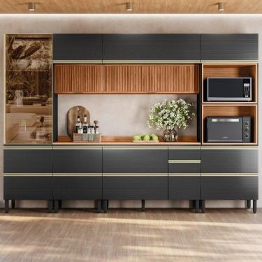 Imagem de Cozinha Completa 6 Peças 100% Mdf Proença Nogueira-carbono Prime