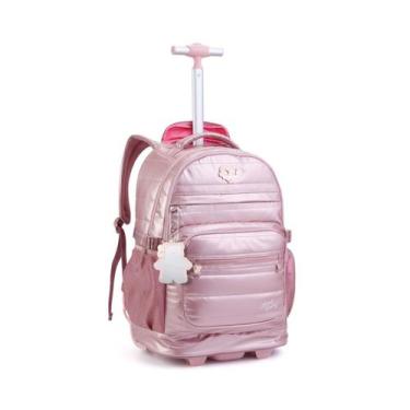 Imagem de Mochila de Rodinhas Escolar Matelassê Meninas com Ursinho - Seanite, R
