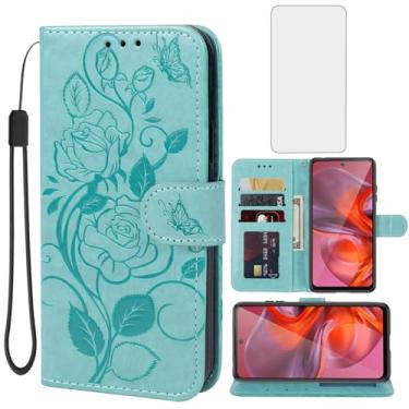 Imagem de Vavies Capa para Moto G05/Moto G15/G15 Power/Moto E15 Capa carteira com protetor de tela de vidro temperado, flor de couro flip suporte para cartão de crédito capa de telefone para Motorola Moto G05