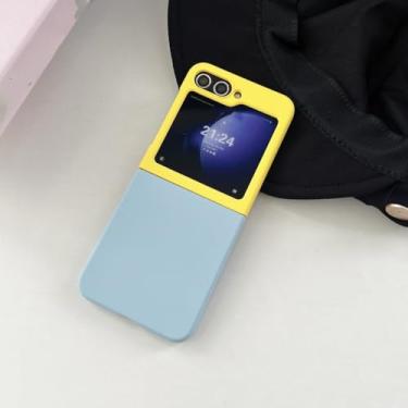 Imagem de Capa protetora para celular Candy Color para Samsung Galaxy Z Flip, capa colorida e fosca (para Galaxy Z Flip6/Amarelo/Azul)