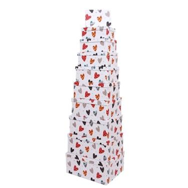 Imagem de Caixa para Presente Cartonada VMP – Kit 10 Unidades | Tamanhos Diversos | Motivo Corações| Papelão Rígido Premium | Embalagem Elegante para Presentes e Lembranças