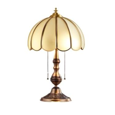 Imagem de Luminária de mesa sofisticada em estilo americano, toda em cobre - Design retrô, nostálgico e criativo, ideal para cabeceira de cama, sala de estar e escritório (Seção B)