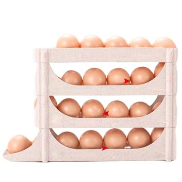 Imagem de Porta-| Automático de 4 Níveis com Rolagem | Recipiente Transparente Grande Capacidade Frigorífico | Para Congelador Porta Lateral Cozinha Capacidade 30 Peças