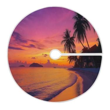 Imagem de Blueangle Saia de árvore de Natal de praia tropical de 120 cm - poliéster macio e resistente a rugas, decoração de férias para festas de Natal, árvore festiva e decoração de casa (572)