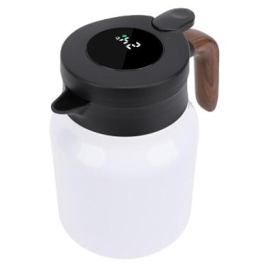 Imagem de Asixxsix Jarra de café Térmica de 1000ml, Panela Térmica Isolada de Aço Inoxidável Com Infusor de chá para café, água Quente, chá, Bebida Quente, Chaleira de café a Vácuo Isolada para (Branco)