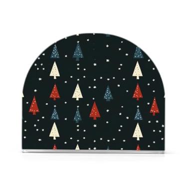 Imagem de Wassud Porta-guardanapos de acrílico colorido para árvore de Natal, dispensador de guardanapos de papel moderno para mesa, cozinha, sala de jantar, bancada 1 peça (comporta 50-60 guardanapos)