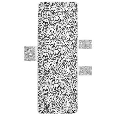 Imagem de STAYTOP Linda capa de toalha de cadeira de crânio, capa macia para espreguiçadeira, capas de cadeira de praia com bolsos para jardim, pátio, pátio, banhos de sol, gramado, 215 x 76 cm