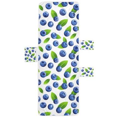 Imagem de STAYTOP Capa de toalha de espreguiçadeira 215,88 cm x 76,2 cm, capa macia para espreguiçadeira, capas de cadeira de praia com bolsos para jardim, pátio, pátio, banhos de sol, gramado, mirtilos