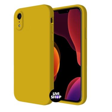 Imagem de Capa Case Capinha Para iPhone XR Silicone Com Bordas Elevadas Aveludada Forro Premium (AMARELO)