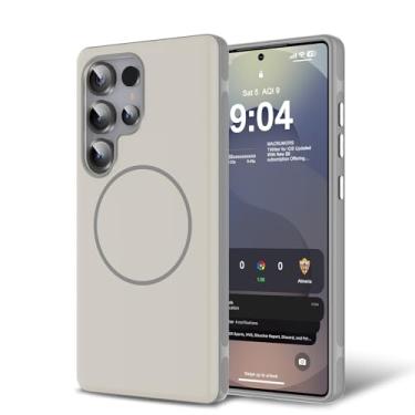 Imagem de BPOASE Capa de telefone magnética para Samsung Galaxy S25 Ultra, [compatível com Magsafe] [Proteção total da câmera] Capa de telefone ultrafina antiarranhões à prova de choque - branca