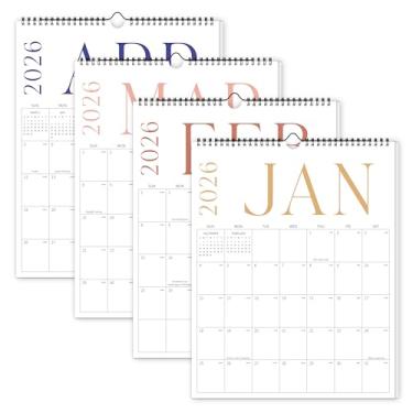 Imagem de Calendário de parede 2025-2026, calendário de parede com 17 meses de agosto de 2025 a dezembro de 2026, calendário grande de 37 x 29 cm, vertical para planejamento de casa e escritório