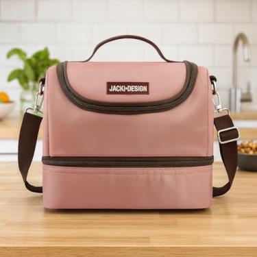 Imagem de Bolsa Térmica com 2 Compartimentos com Alça Transversal Para Lancheira e Salgadinhos Leve para Academia Fitness Escritorio Almoço Primum (Rosa Luxo)