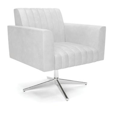 Imagem de Poltrona Giratória Viena Gomada Corano Branco Base Cromada - D'rossi