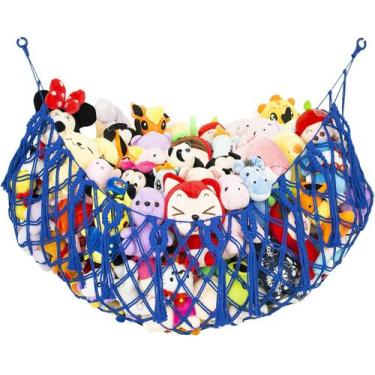 Imagem de Hamaca de almacenamiento para peluches Diocos macramé de algodón azul