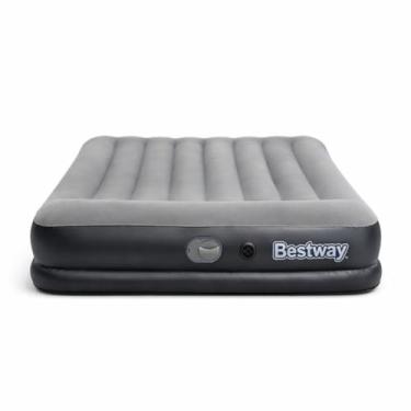 Imagem de Colchão Inflável Queen com Bomba Elétrica USB, Portátil, Tamanho Casal, Cama de Ar para Camping e Uso Doméstico, Cinza e Preto