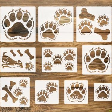 Imagem de beinkmake 10 peças de estêncil de pata para pintura e impressão de garras, modelo de arte DIY na parede, estêncil reutilizável para móveis de madeira